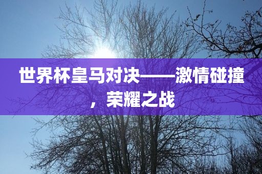 世界杯皇马对决——激情碰撞，荣耀之战