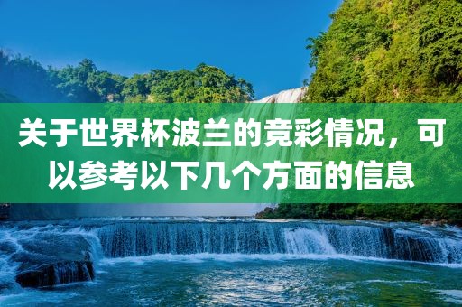 关于世界杯波兰的竞彩情况，可以参考以下几个方面的信息洛阳市法福文化传播有限公司