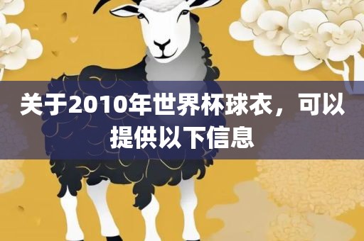 关于2010年世界杯球衣，可以提供以下信息