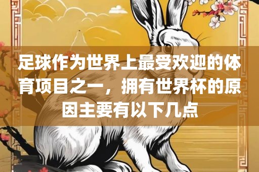 足球作为世界上最受欢迎的体育项目之一，拥有世界杯的洛阳市法福文化传播有限公司原因主要有以下几点