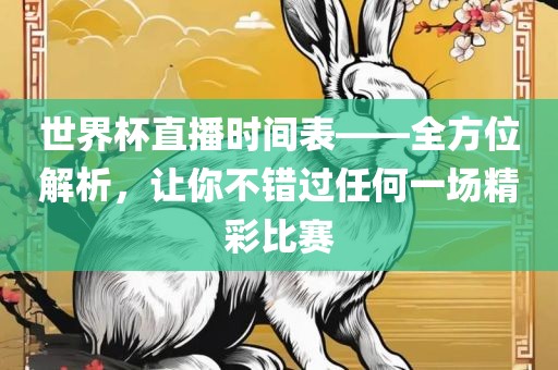世界杯直播时间表——全方位解析，让你不错过任何一场精彩比赛