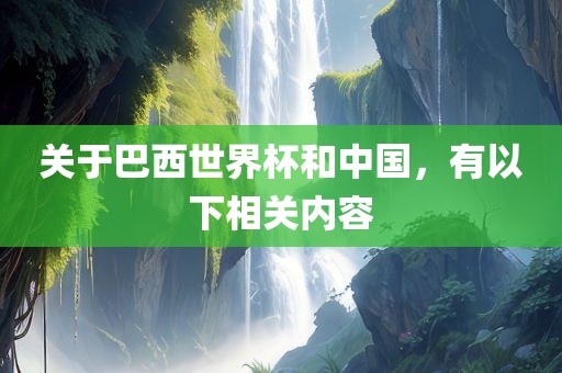 关于巴西世界杯和中国，有以下相关内容