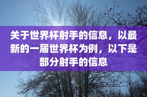 关于世界杯射手的信息，以最新的一届世界杯为例，以下是部分射手的信息