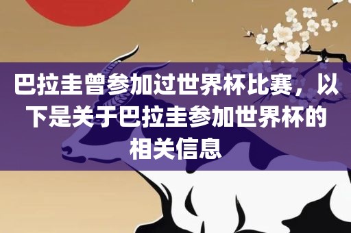 巴拉圭曾参加过世界杯比赛，以下是关于巴拉圭参加世界杯的相关信息
