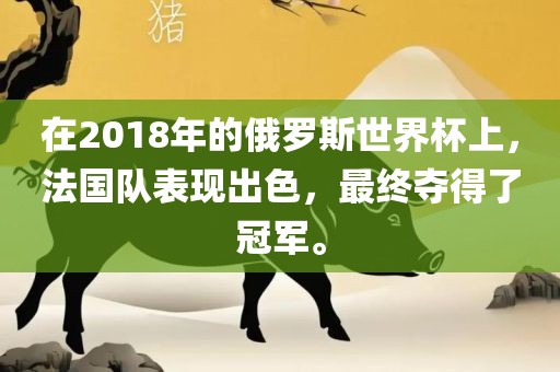 在2018年的俄罗斯世界杯上，法国队表现出色，最终夺得了冠军。洛阳市法福文化传播有限公司