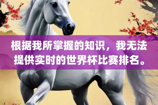 根据我所掌握的知识，我无法提供实时的世界杯比赛排名。
