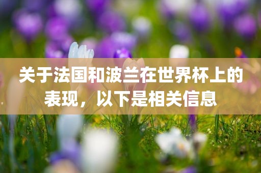 关于法国和波兰在世界杯上的表现，以下是相关信息洛阳市法福文化传播有限公司