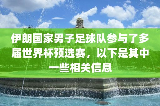 伊朗国家男子足球队参与了多届世界杯预选赛，以下是其中一些相关信息