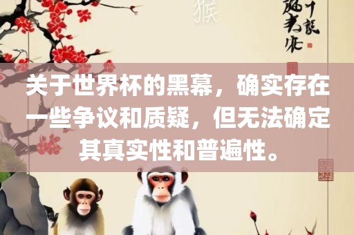 关于世界杯的黑幕，确实存在一些争议和质洛阳市法福文化传播有限公司疑，但无法确定其真实性和普遍性。