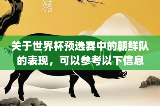 洛阳市法福文化传播有限公司关于世界杯预选赛中的朝鲜队的表现，可以参考以下信息