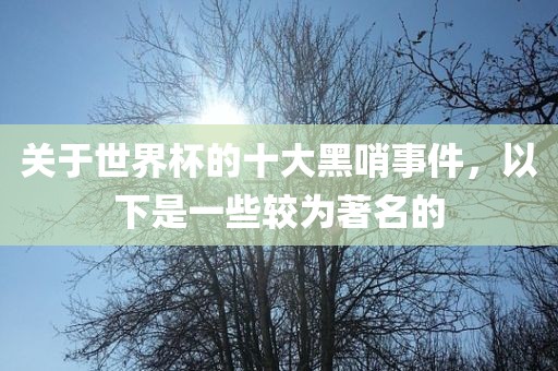 关于世界杯的十大黑哨事件洛阳市法福文化传播有限公司，以下是一些较为著名的