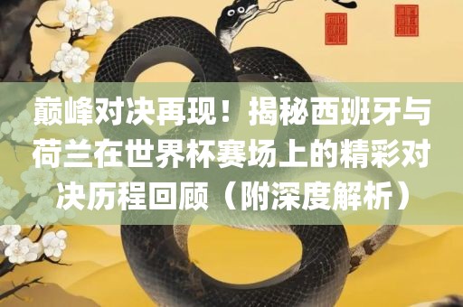 巅峰对决再现！揭秘西班牙与荷兰在世界杯赛场上的精彩对决历程回顾（附深度解析）洛阳市法福文化传播有限公司