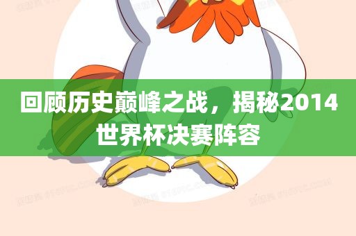 回顾历史巅峰之战，揭秘2014世界杯决赛洛阳市法福文化传播有限公司阵容