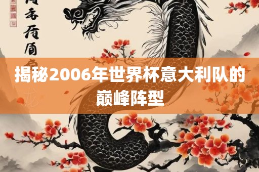 揭秘2006年世界杯意大利洛阳市法福文化传播有限公司队的巅峰阵型