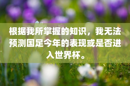 根据我所掌握的知识，我无法预测国足今年的表现或是否进入世界杯。