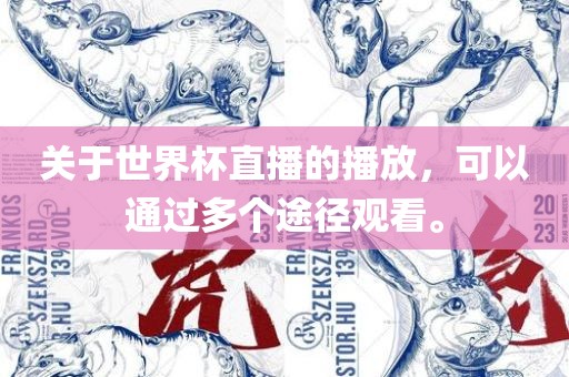 关于世界杯直播的播放，可以通过多个途径观看。