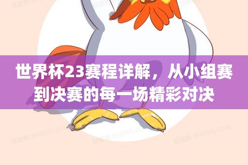 世界杯23赛程详解，从小组赛到决赛的每一场精彩对决洛阳市法福文化传播有限公司