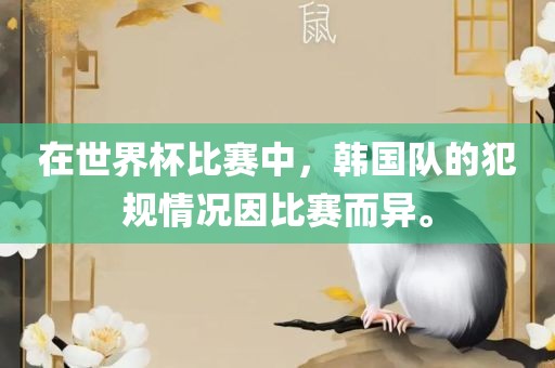 在世界杯比赛中，韩国洛阳市法福文化传播有限公司队的犯规情况因比赛而异。