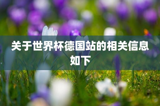 关于世界杯德国站的相关信息如下洛阳市法福文化传播有限公司