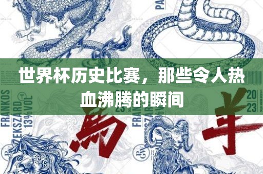 世界杯历史比赛，那些令人热血沸腾的瞬间