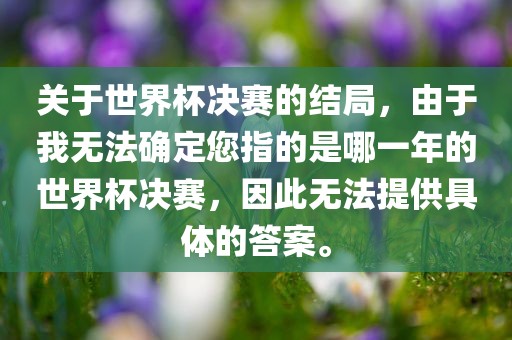 关于世界杯决赛的结局，由于我无法确定您指的是哪一年的世界杯决赛，因此无法提供具体的答案。洛阳市法福文化传播有限公司